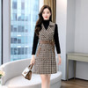 WZNH-CPYY9083秋冬新款女毛呢小香风拼接收腰两件套马甲连衣裙 商品缩略图3