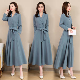 WZNH-OKYZ88691-1舒适时尚长款纯色中长款连衣裙