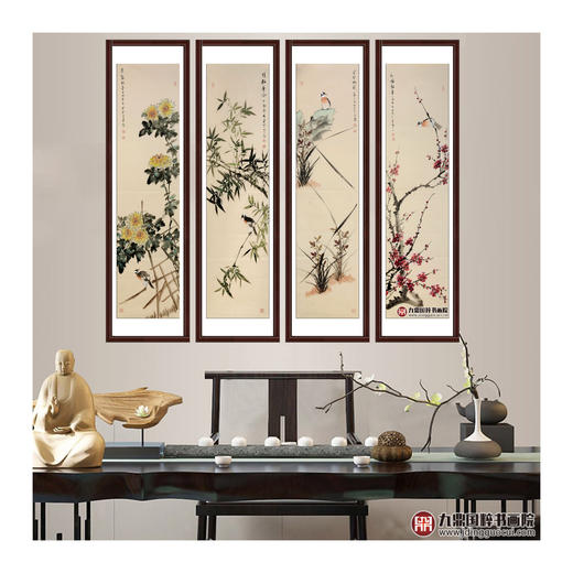 许守忠《花鸟四条屏》34cm*138cm*4 花鸟四条屏作品 客厅/茶室挂画 商品图2