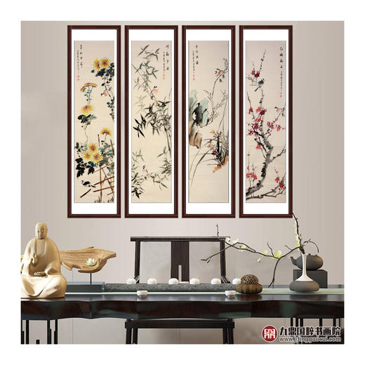 许守忠《花鸟四条屏》34cm*138cm*4 花鸟四条屏作品 客厅/茶室挂画 商品图2