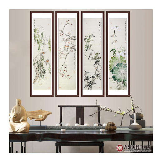 许守忠《花鸟四条屏》34cm*138cm*4 花鸟四条屏作品 客厅/茶室挂画 商品图2