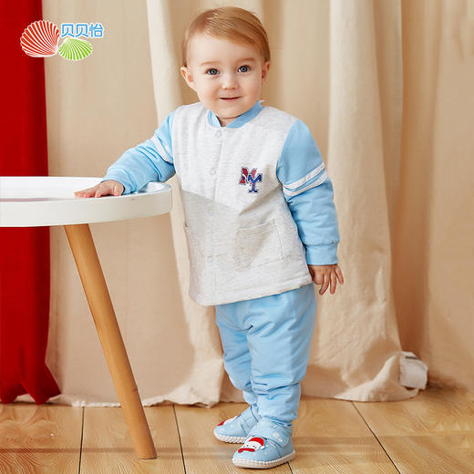 贝贝怡儿童秋衣秋裤宝宝婴儿保暖春秋冬男童女童全棉衣服外出服 商品图0