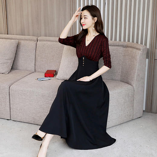 WZNH-AZRN8688-1舒适时尚简约气质长裙百搭连衣裙 商品图3