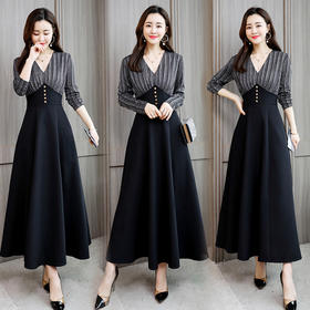 WZNH-AZRN8688-1舒适时尚简约气质长裙百搭连衣裙