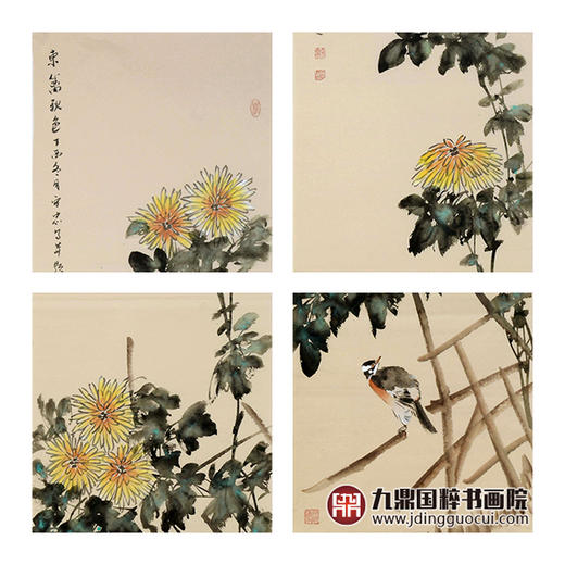 许守忠《花鸟四条屏》34cm*138cm*4 花鸟四条屏作品 客厅/茶室挂画 商品图3