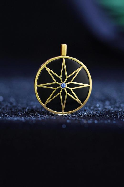 wooven无问西东蓝宝石八芒星能量吊坠
