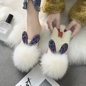 狐狸毛毛鞋2020新款韩版毛毛拖鞋女网红外穿女鞋兔毛棉拖鞋女冬季