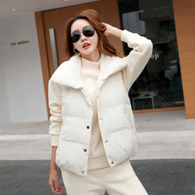 SP-LJF6298255新款时尚洋气加绒加厚半高领长袖卫衣马甲裤子三件套