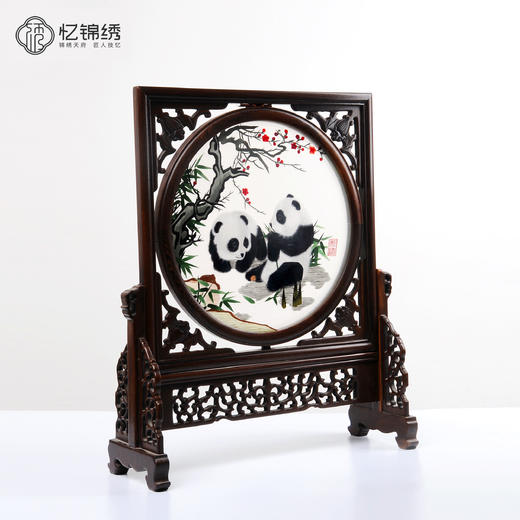 蜀绣双面绣-梅花双熊猫 商品图2