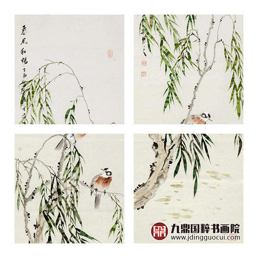 许守忠《花鸟四条屏》34cm*138cm*4 花鸟四条屏作品 客厅/茶室挂画 商品图3