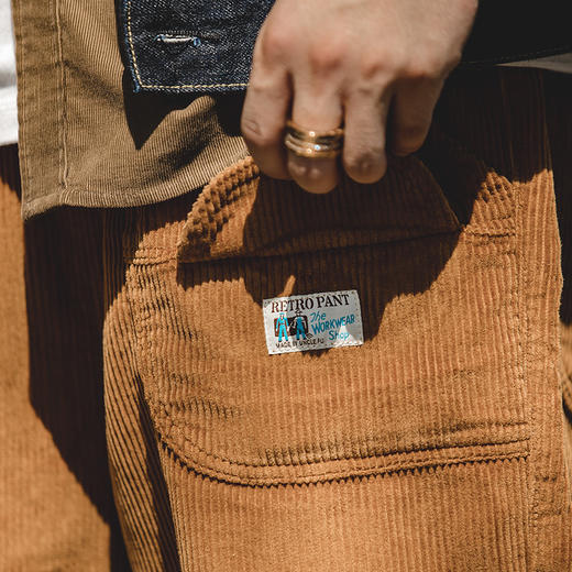 工装精选 日系复古木工灯芯绒九分裤宽松垂坠感松紧束脚休闲裤男潮 商品图2