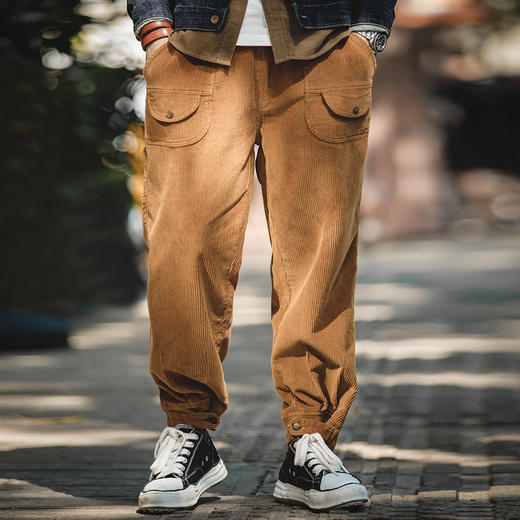 工装精选 日系复古木工灯芯绒九分裤宽松垂坠感松紧束脚休闲裤男潮 商品图0