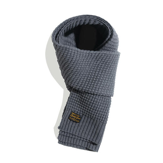 工装 美式复古浅灰针织毛线围巾秋冬含羊毛纯色保暖围脖男潮 商品图4