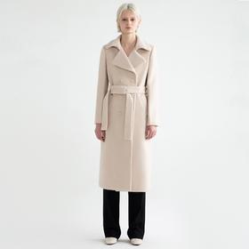 双排扣系腰带长大衣