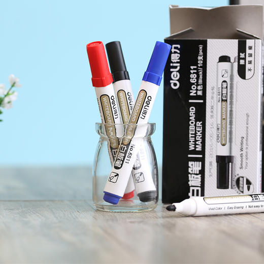 得力deli 可擦易擦白板笔 黑|红|蓝 no.6811