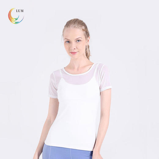 LUM39066露檬瑜伽短袖双面磨毛面料裸感（含胸垫） 商品图3