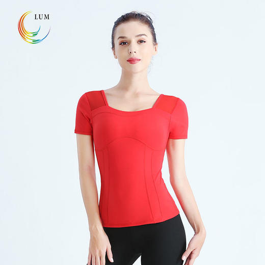 露檬瑜伽新款裸感系列瑜伽服短袖（含胸垫）LUM39122 商品图2