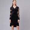 黑色进口蕾丝拼接高腰满天星丝绒针织连衣裙 商品缩略图0