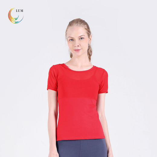 LUM39066露檬瑜伽短袖双面磨毛面料裸感（含胸垫） 商品图2