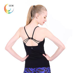 露檬瑜伽吊带背心女专业瑜伽服美背上衣速干衣含胸垫LUM8267