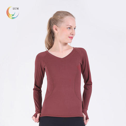 LUM39051露檬瑜伽长袖双面磨毛面料裸感（含胸垫） 商品图3