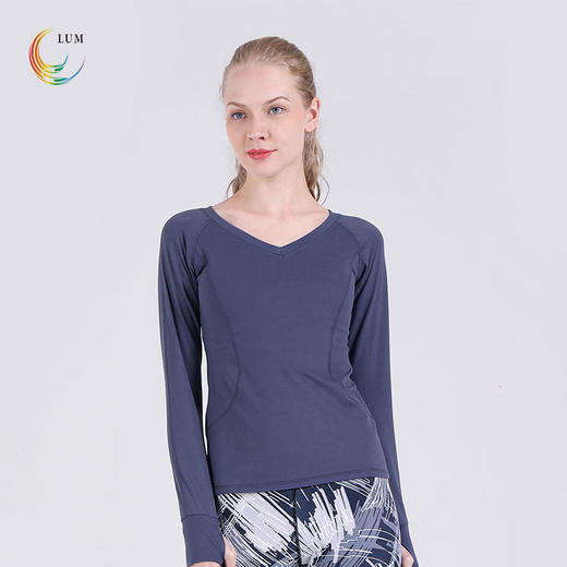 LUM39051露檬瑜伽长袖双面磨毛面料裸感（含胸垫） 商品图0