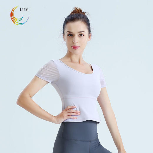 露檬瑜伽新款裸感系列瑜伽短袖（含胸垫）LUM39108 商品图0