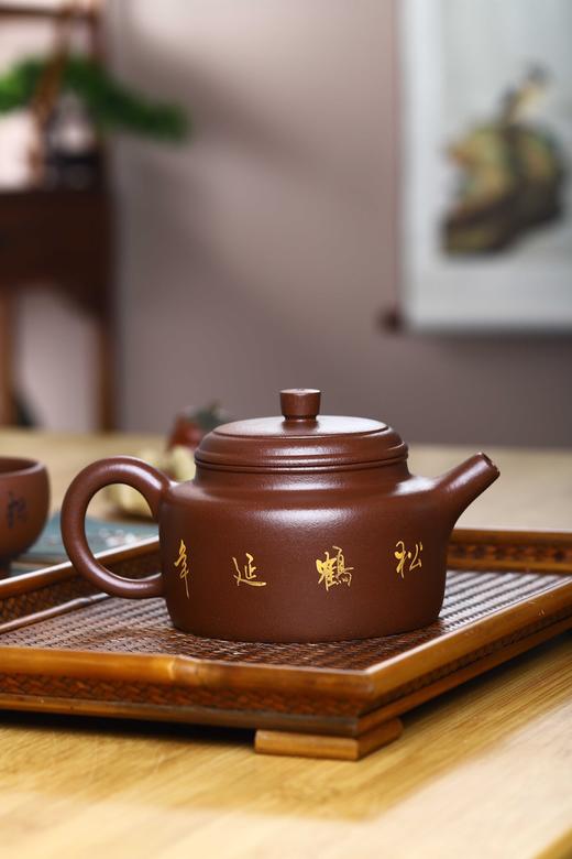 【松鹤延年套组】泥料：老紫泥 容量：320&50cc 作者：成梅英（国助） 商品图5