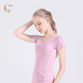 LUM39061露檬瑜伽短袖双面布轻薄裸感(含胸垫)