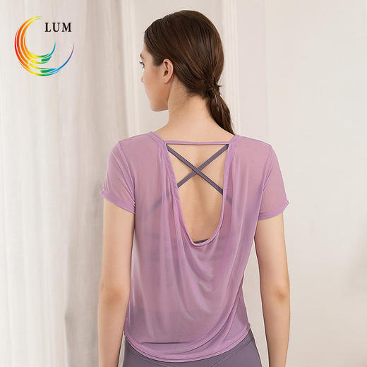 LUM29206露檬2020新款运动瑜伽纱质短袖罩衫 商品图2