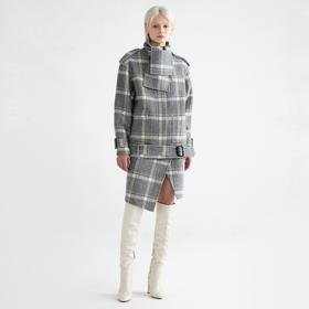 贴兜围巾格纹夹克