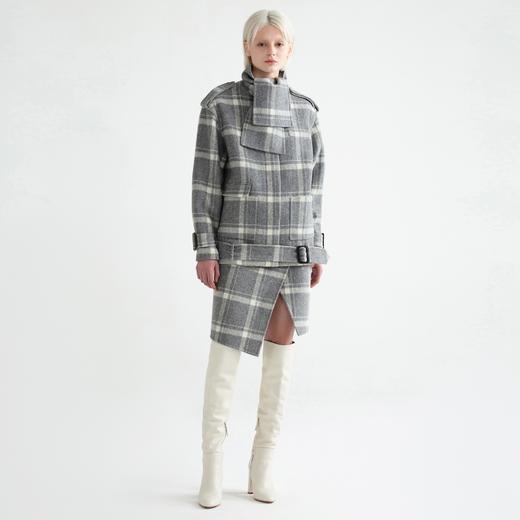 贴兜围巾格纹夹克 商品图0