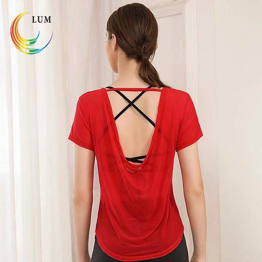 LUM29206露檬2020新款运动瑜伽纱质短袖罩衫 商品图1
