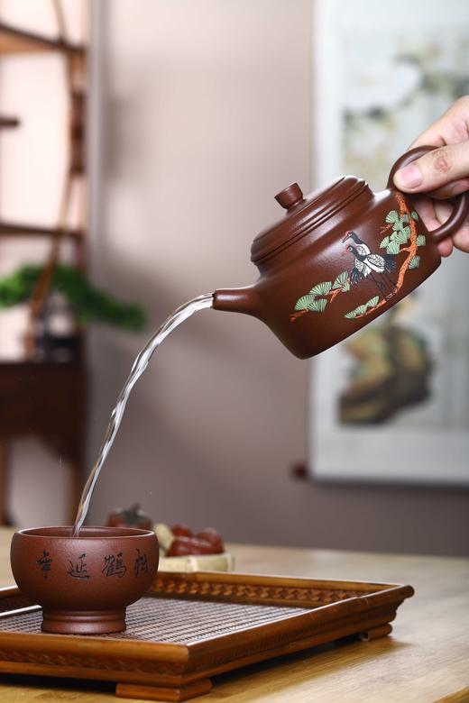 【松鹤延年套组】泥料：老紫泥 容量：320&50cc 作者：成梅英（国助） 商品图3