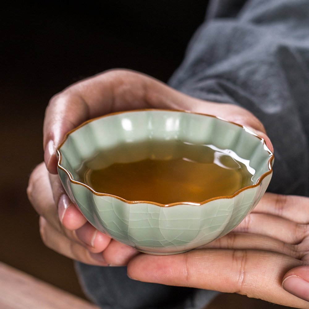 汝窑功夫茶杯开片可养主人杯单杯品茗杯创意手工茶具单个单只陶瓷