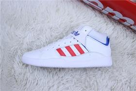 【真标 三叶草板鞋系列】阿迪达斯/Adidas 阿迪高帮板鞋 白红蓝