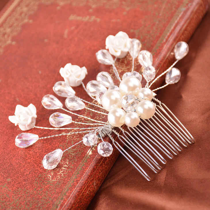 时尚手工精制百搭珍珠水晶插梳发饰xr-a0108ys00197