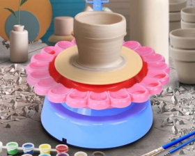  用这台迷你陶艺机做出手工小陶罐，小朋友也可以 