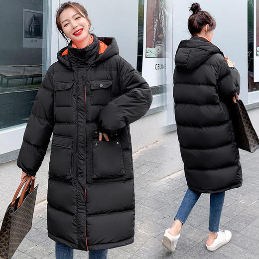 上海旗袍厂FF-173新款宽松韩版胖mm显瘦连帽特大码羽绒服女士休闲加厚外套173 商品图2