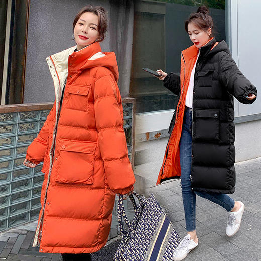 上海旗袍厂FF-173新款宽松韩版胖mm显瘦连帽特大码羽绒服女士休闲加厚外套173 商品图3