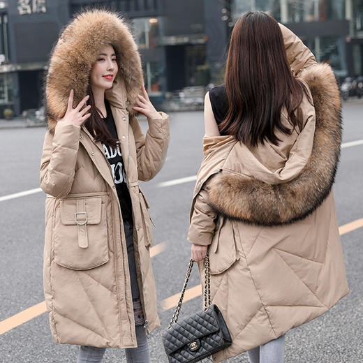 上海旗袍厂FF-168特大码女装胖妞肥婆胖mm200斤240斤中长款貉子毛领羽绒服168 商品图3