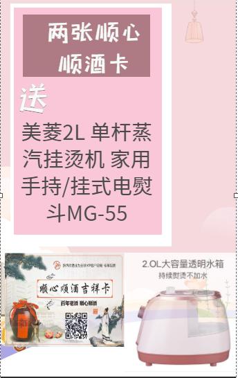 两张顺心顺酒卡送美菱2L 单杆蒸汽挂烫机 家用手持/挂式电熨斗-CG 商品图0