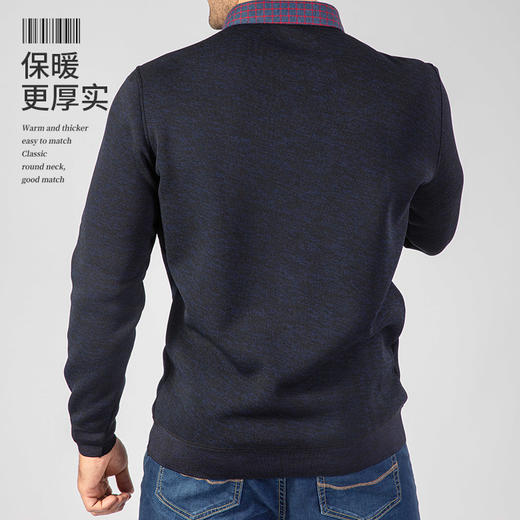 【Q】【新款】大码毛衣加绒保暖休闲加肥加大假两件打底衫大号针织衫男 商品图6