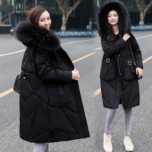 上海旗袍厂FF-168特大码女装胖妞肥婆胖mm200斤240斤中长款貉子毛领羽绒服168 商品图1
