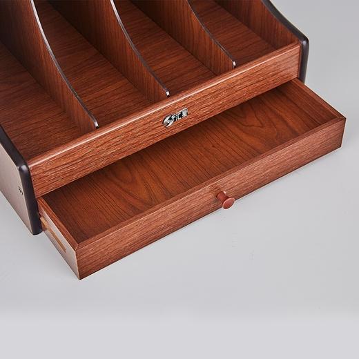 汇星木质四联文件收纳架 办公用带抽屉储物文件架 资料文件收纳栏 商品图3