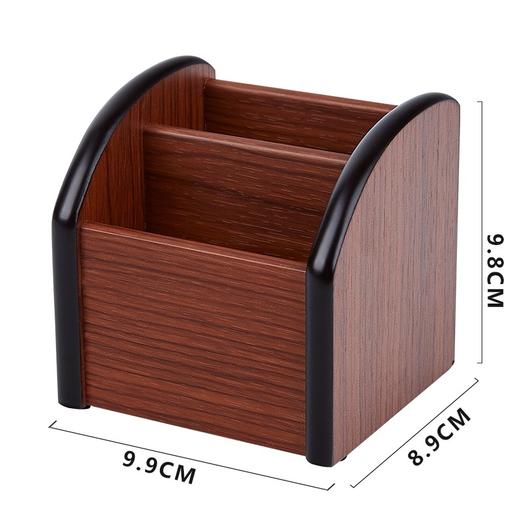 汇星时尚木质多功能笔筒遥控器办公收纳笔座化妆品收纳盒 商品图0