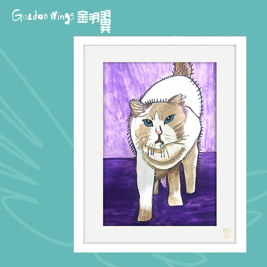 装饰画《猫步》 金羽翼残障小艺术家手绘作品 复制画/原画 商品图0