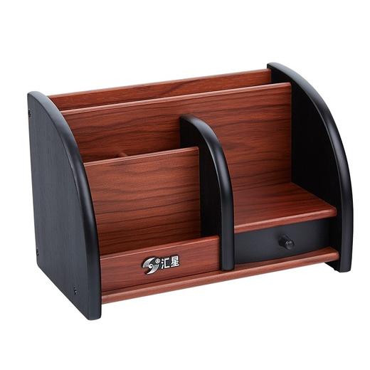 汇星 创意时尚桌面台历摆件 笔筒 办公 多功能 木质文件夹收纳盒多用途笔座 商品图4