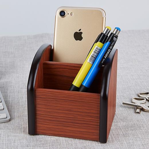汇星时尚木质多功能笔筒遥控器办公收纳笔座化妆品收纳盒 商品图5