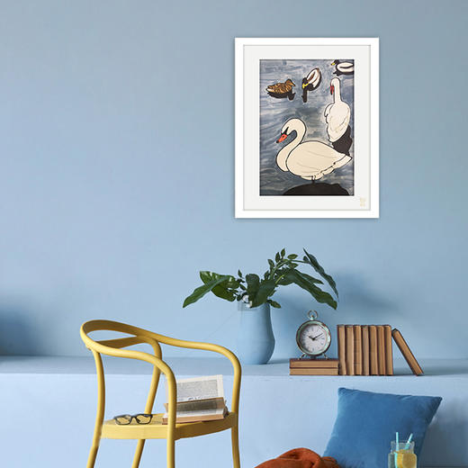 装饰画《鹅鹅鹅》 金羽翼残障小艺术家手绘作品 复制画/原画 商品图1